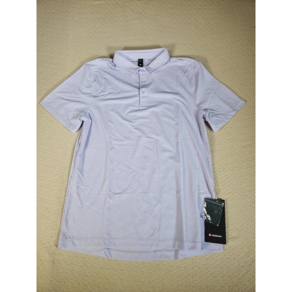 Lululemon Men’s Evolution Short Sleeve Light Purple Polo Shirt Large - Picture 4 of 9